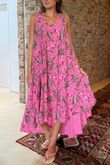 Made in Italy Tiki Pure Cotton Midi Dress Flamingo /2 =